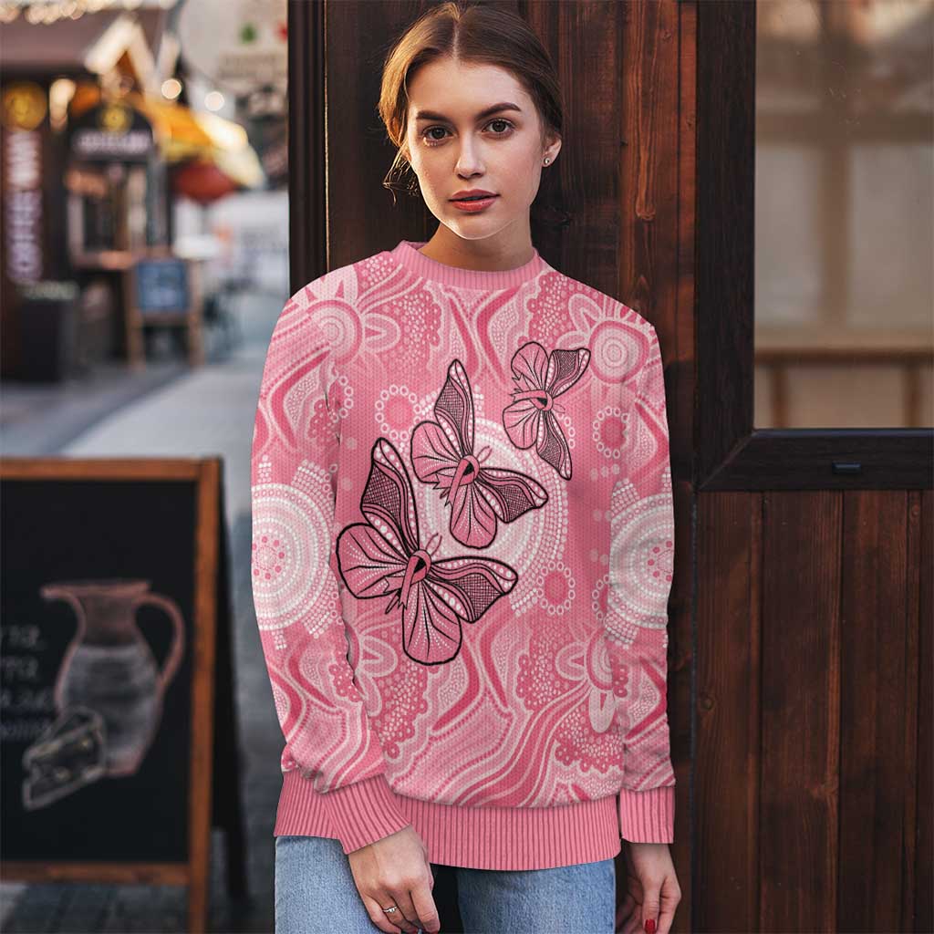 Personalized Pink Butterfly Spirit Ugly Christmas Sweater Australia’s Breast Cancer Awareness - Aussie Hoodie