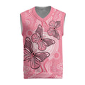 Personalized Pink Butterfly Spirit Christmas Knitted V-Neck Vest Australia’s Breast Cancer Awareness - Aussie Hoodie
