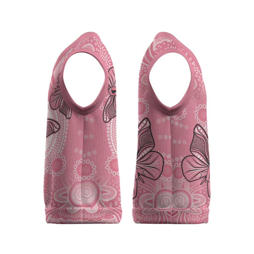 Personalized Pink Butterfly Spirit Christmas Knitted V-Neck Vest Australia’s Breast Cancer Awareness - Aussie Hoodie