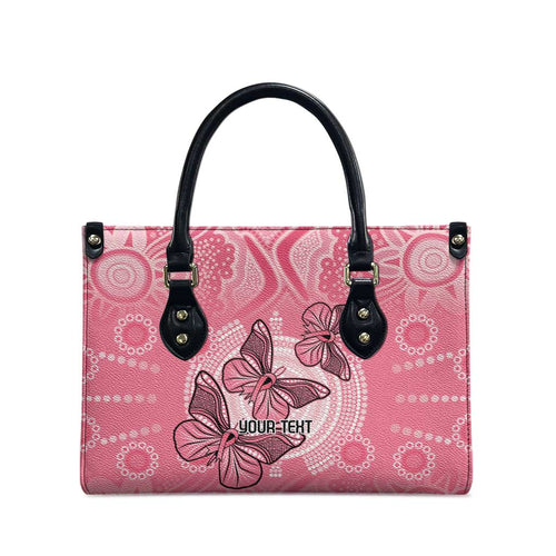 Personalized Pink Butterfly Spirit Leather Bag Australia’s Breast Cancer Awareness - Aussie Hoodie