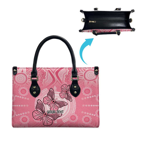 Personalized Pink Butterfly Spirit Leather Bag Australia’s Breast Cancer Awareness - Aussie Hoodie