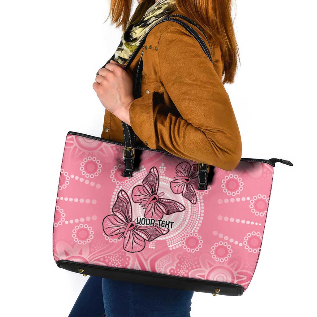 Personalized Pink Butterfly Spirit Leather Tote Bag Australia’s Breast Cancer Awareness - Aussie Hoodie