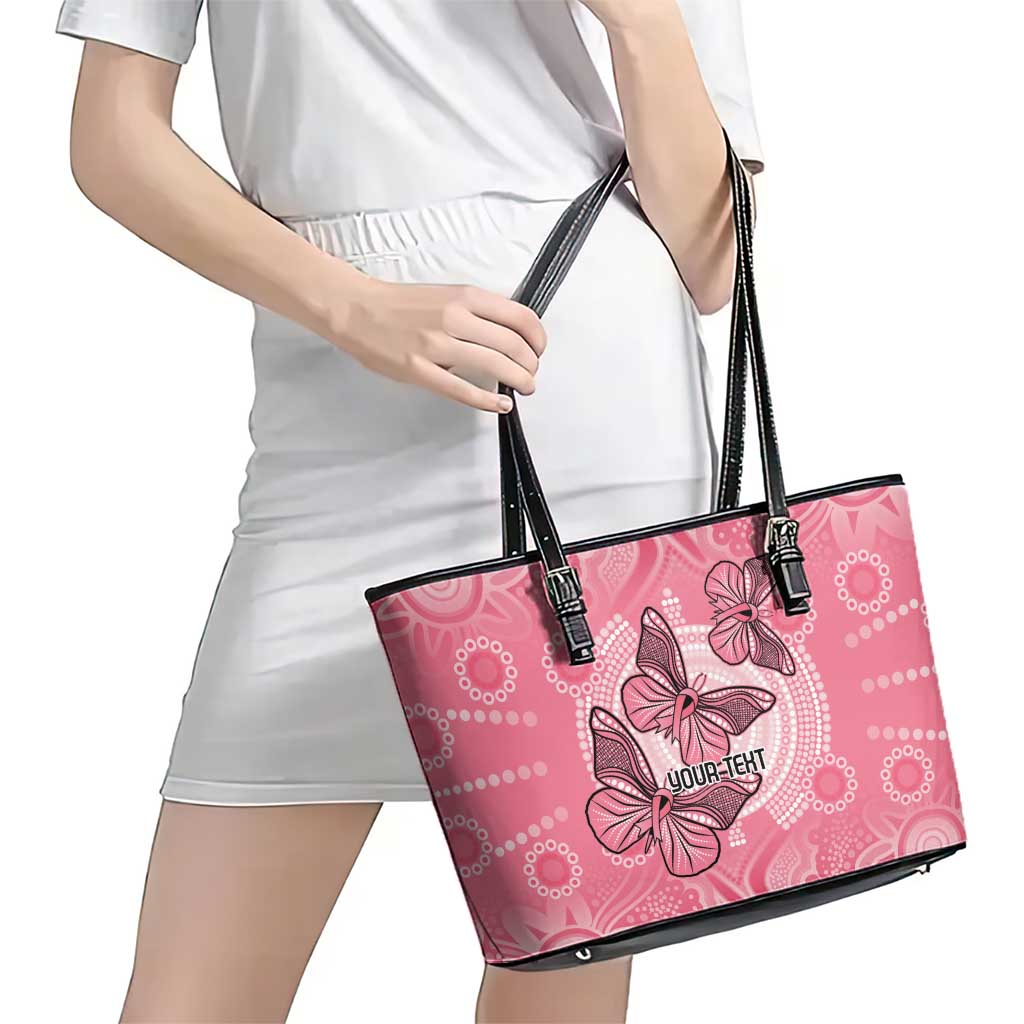 Personalized Pink Butterfly Spirit Leather Tote Bag Australia’s Breast Cancer Awareness - Aussie Hoodie