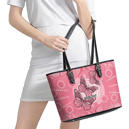 Personalized Pink Butterfly Spirit Leather Tote Bag Australia’s Breast Cancer Awareness - Aussie Hoodie
