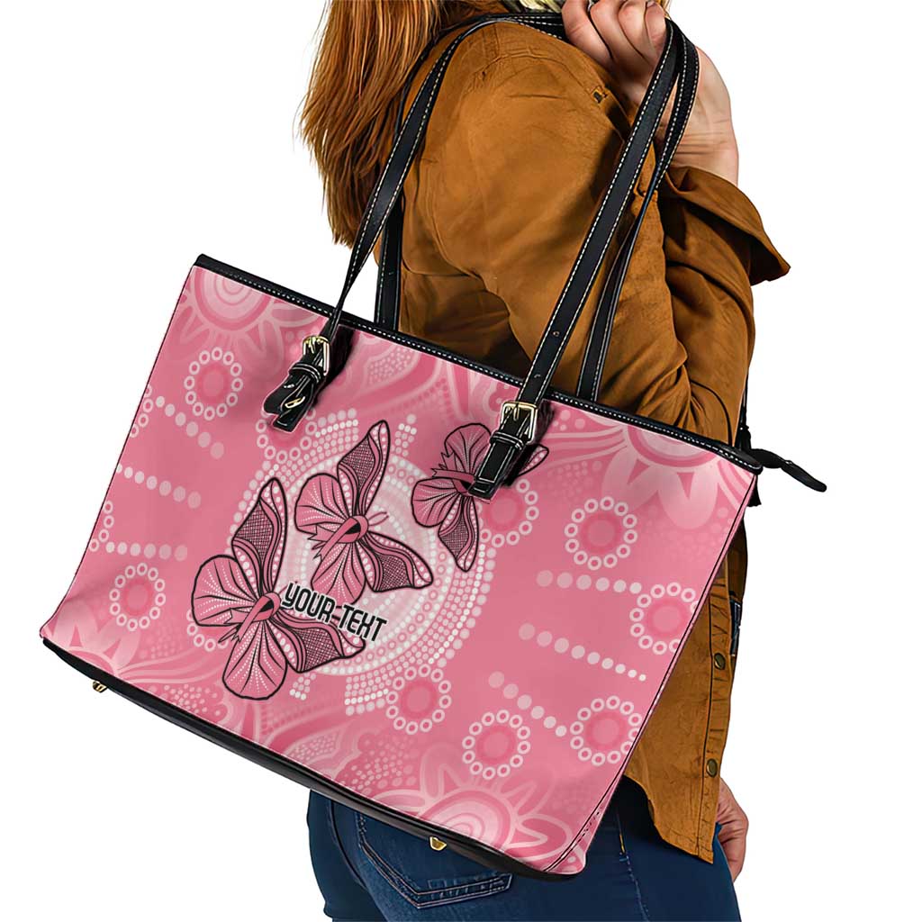 Personalized Pink Butterfly Spirit Leather Tote Bag Australia’s Breast Cancer Awareness - Aussie Hoodie