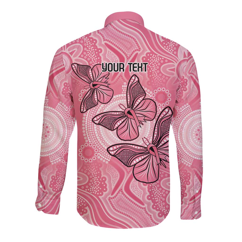 Personalized Pink Butterfly Spirit Long Sleeve Button Shirt Australia’s Breast Cancer Awareness - Aussie Hoodie