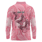Personalized Pink Butterfly Spirit Long Sleeve Polo Shirt Australia’s Breast Cancer Awareness - Aussie Hoodie