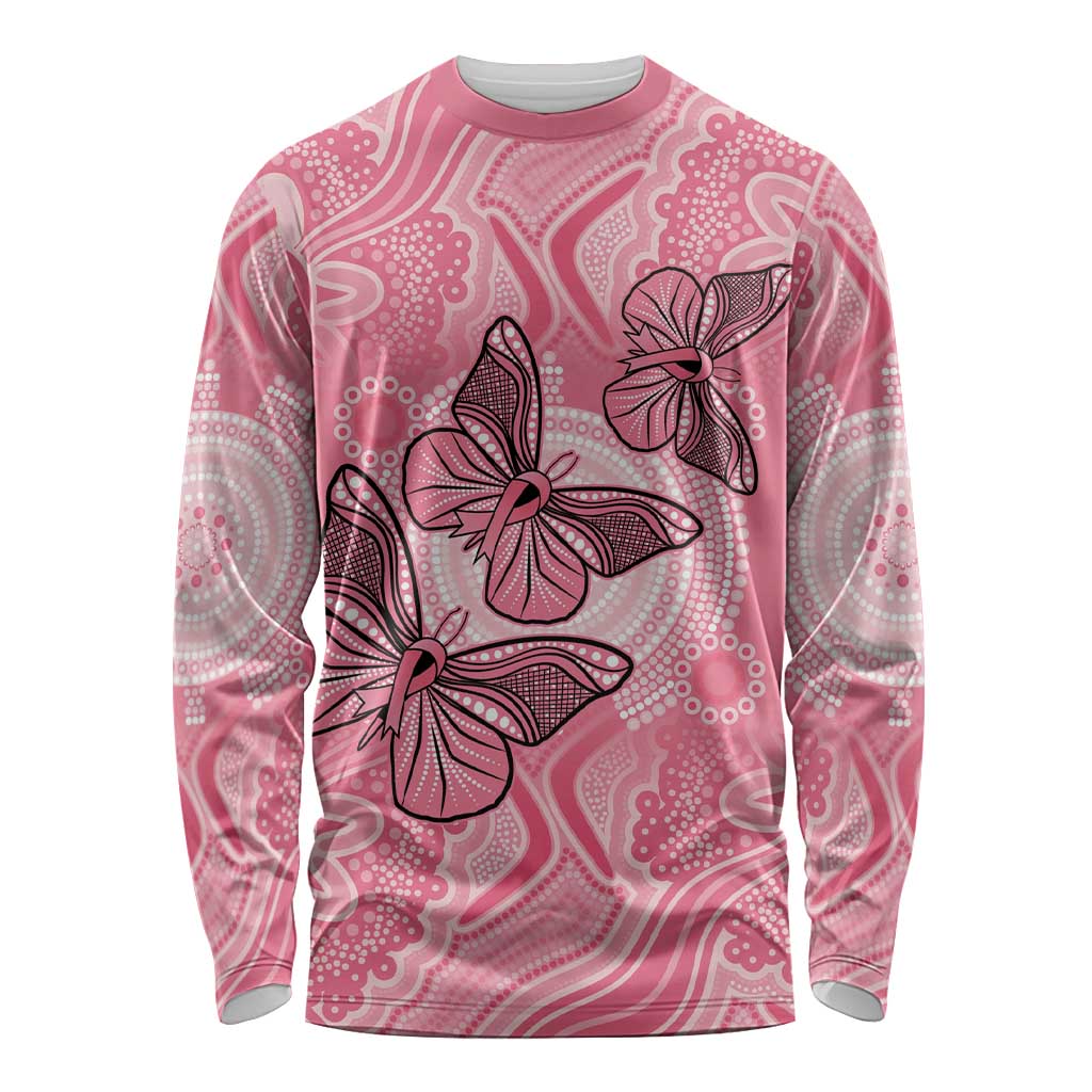 Personalized Pink Butterfly Spirit Long Sleeve Shirt Australia’s Breast Cancer Awareness - Aussie Hoodie