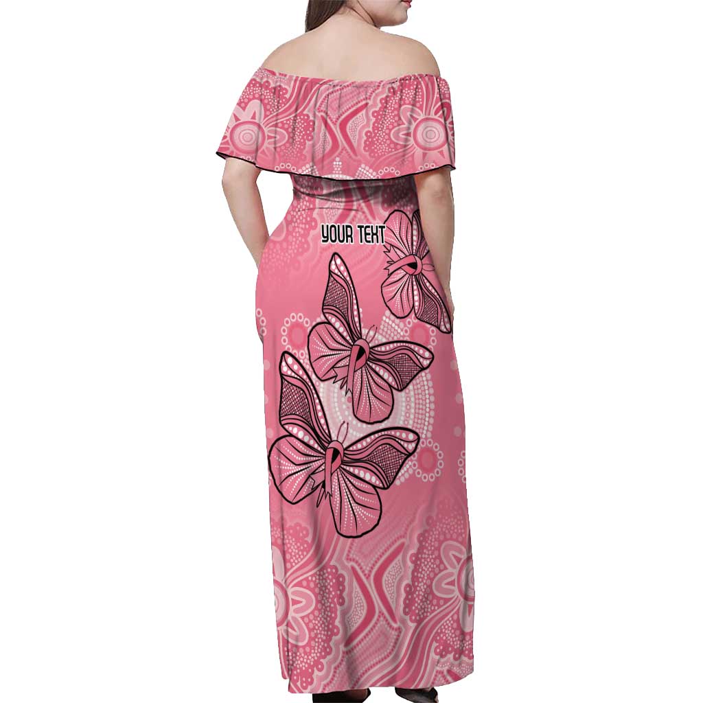 Personalized Pink Butterfly Spirit Off Shoulder Maxi Dress Australia’s Breast Cancer Awareness - Aussie Hoodie