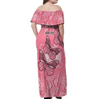Personalized Pink Butterfly Spirit Off Shoulder Maxi Dress Australia’s Breast Cancer Awareness - Aussie Hoodie
