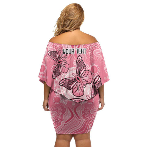 Personalized Pink Butterfly Spirit Off Shoulder Short Dress Australia’s Breast Cancer Awareness - Aussie Hoodie