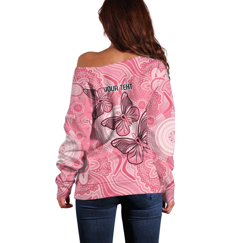 Personalized Pink Butterfly Spirit Off Shoulder Sweater Australia’s Breast Cancer Awareness - Aussie Hoodie