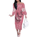 Personalized Pink Butterfly Spirit Off The Shoulder Long Sleeve Dress Australia’s Breast Cancer Awareness - Aussie Hoodie