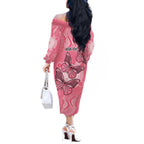 Personalized Pink Butterfly Spirit Off The Shoulder Long Sleeve Dress Australia’s Breast Cancer Awareness - Aussie Hoodie