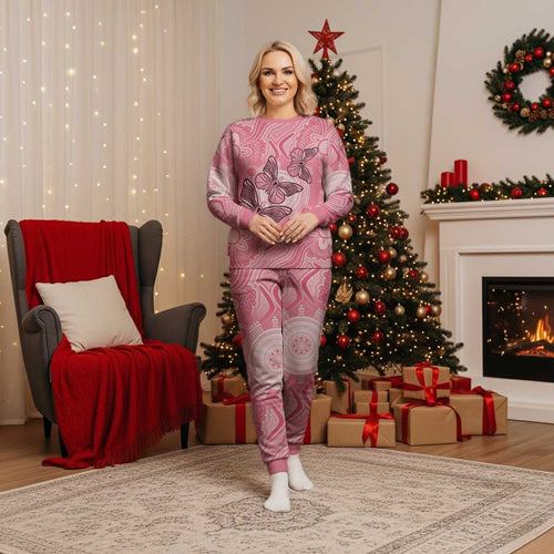 Personalized Pink Butterfly Spirit Christmas Pajama Set Australia’s Breast Cancer Awareness - Aussie Hoodie