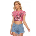 Personalized Pink Butterfly Spirit Raglan Cropped T Shirt Australia’s Breast Cancer Awareness - Aussie Hoodie