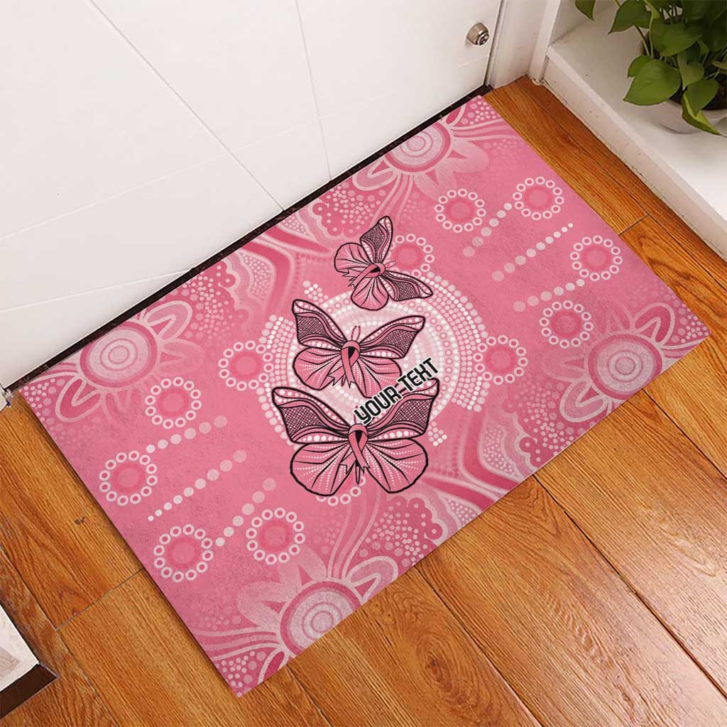 Personalized Pink Butterfly Spirit Rubber Doormat Australia’s Breast Cancer Awareness - Aussie Hoodie