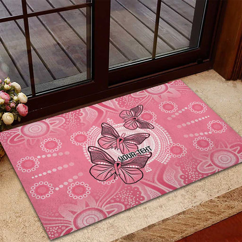 Personalized Pink Butterfly Spirit Rubber Doormat Australia’s Breast Cancer Awareness - Aussie Hoodie