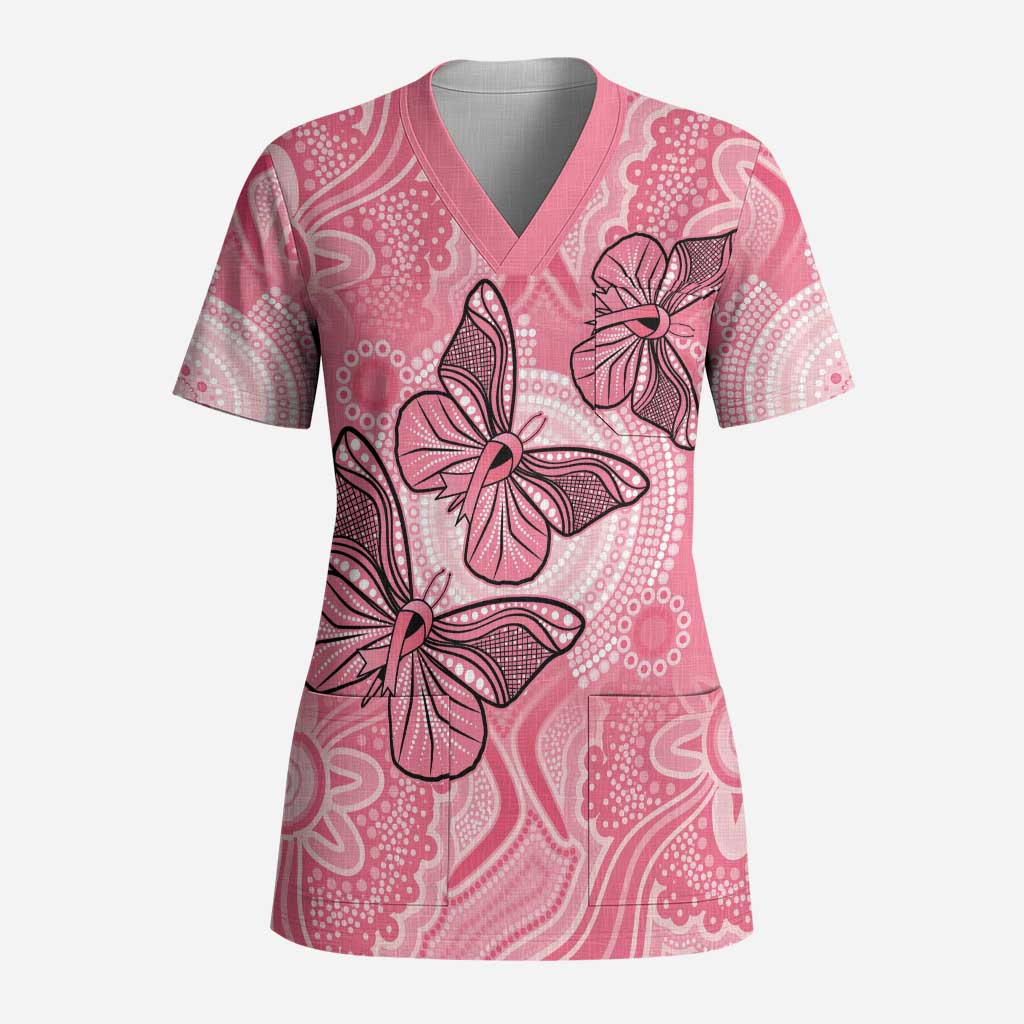 Personalized Pink Butterfly Spirit Scrub Top Australia’s Breast Cancer Awareness - Aussie Hoodie