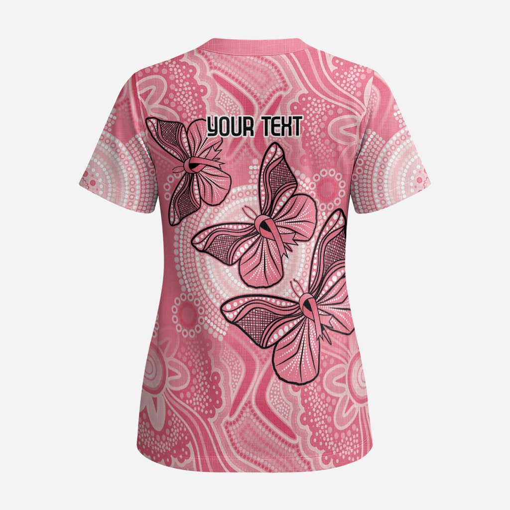 Personalized Pink Butterfly Spirit Scrub Top Australia’s Breast Cancer Awareness - Aussie Hoodie