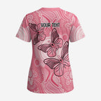 Personalized Pink Butterfly Spirit Scrub Top Australia’s Breast Cancer Awareness - Aussie Hoodie
