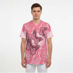 Personalized Pink Butterfly Spirit Scrub Top Australia’s Breast Cancer Awareness - Aussie Hoodie