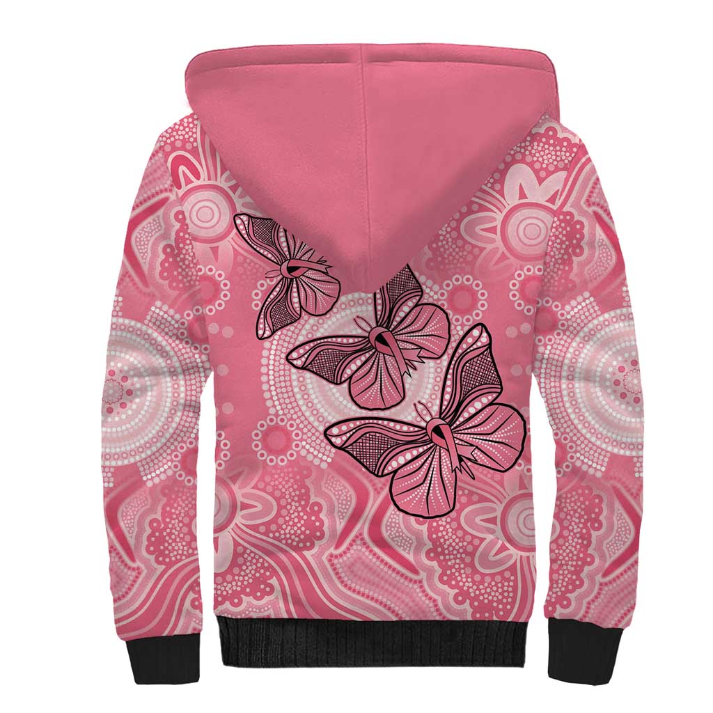 Personalized Pink Butterfly Spirit Sherpa Hoodie Australia’s Breast Cancer Awareness - Aussie Hoodie