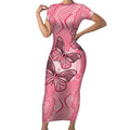 Personalized Pink Butterfly Spirit Short Sleeve Bodycon Dress Australia’s Breast Cancer Awareness - Aussie Hoodie