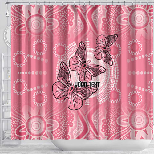 Personalized Pink Butterfly Spirit Shower Curtain Australia’s Breast Cancer Awareness - Aussie Hoodie