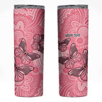 Personalized Pink Butterfly Spirit Skinny Tumbler Australia’s Breast Cancer Awareness - Aussie Hoodie