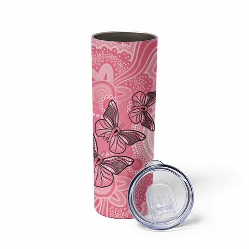 Personalized Pink Butterfly Spirit Skinny Tumbler Australia’s Breast Cancer Awareness - Aussie Hoodie