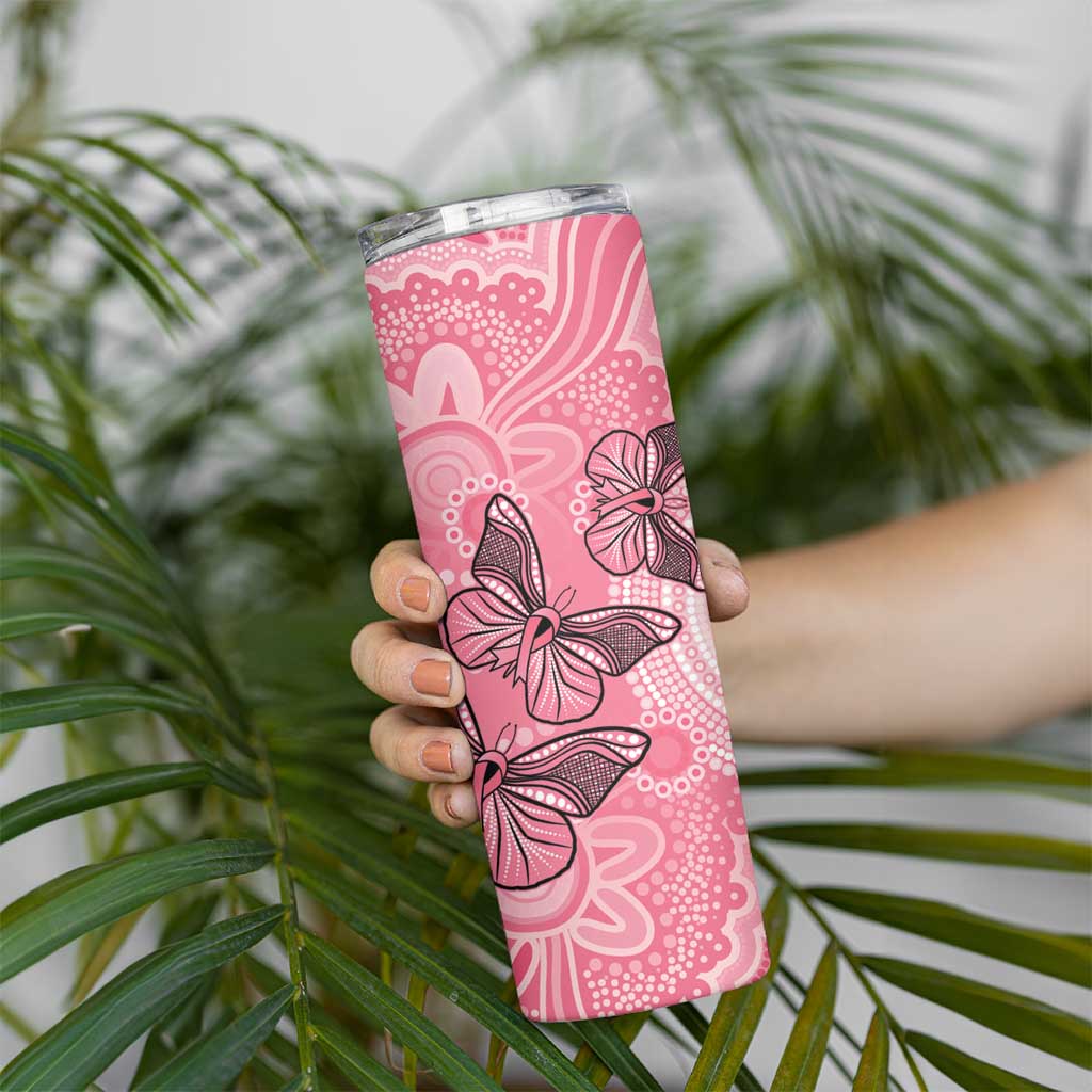 Personalized Pink Butterfly Spirit Skinny Tumbler Australia’s Breast Cancer Awareness - Aussie Hoodie