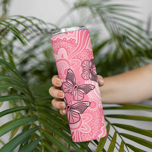 Personalized Pink Butterfly Spirit Skinny Tumbler Australia’s Breast Cancer Awareness - Aussie Hoodie