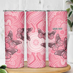 Personalized Pink Butterfly Spirit Skinny Tumbler Australia’s Breast Cancer Awareness - Aussie Hoodie