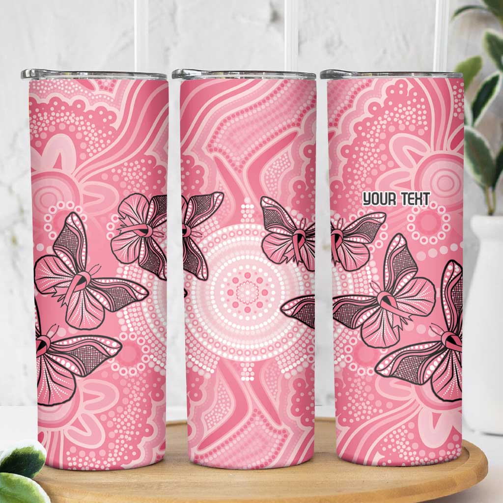 Personalized Pink Butterfly Spirit Skinny Tumbler Australia’s Breast Cancer Awareness - Aussie Hoodie