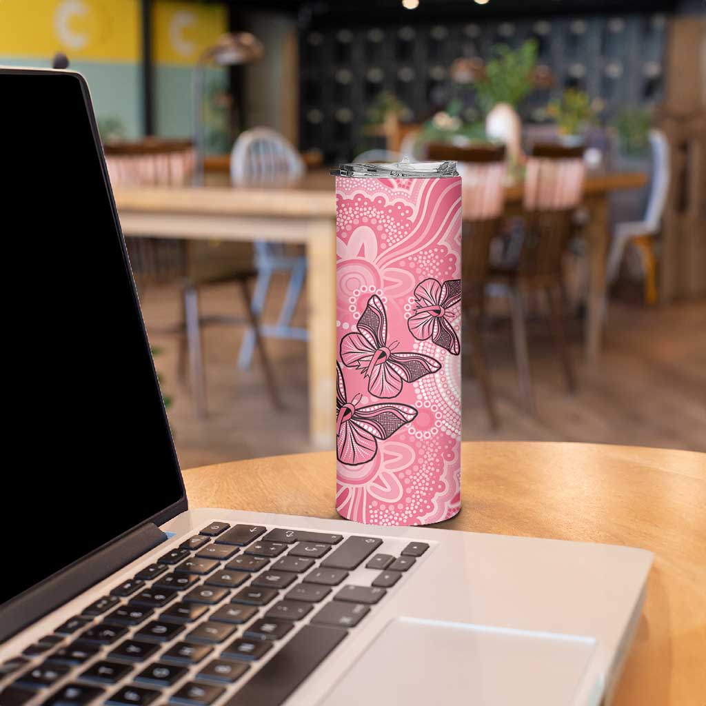 Personalized Pink Butterfly Spirit Skinny Tumbler Australia’s Breast Cancer Awareness - Aussie Hoodie