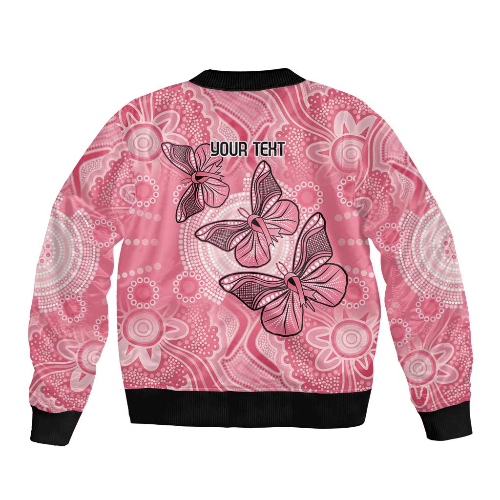 Personalized Pink Butterfly Spirit Sleeve Zip Bomber Jacket Australia’s Breast Cancer Awareness - Aussie Hoodie