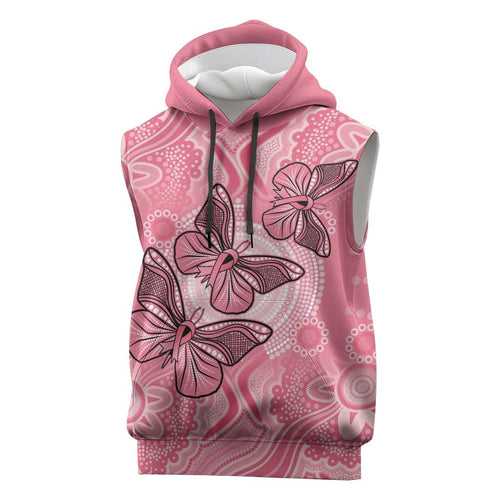 Personalized Pink Butterfly Spirit Sleeveless Hoodie Australia’s Breast Cancer Awareness - Aussie Hoodie