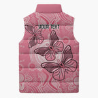 Personalized Pink Butterfly Spirit Sleeveless Puffer Jacket Australia’s Breast Cancer Awareness - Aussie Hoodie