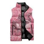 Personalized Pink Butterfly Spirit Sleeveless Puffer Jacket Australia’s Breast Cancer Awareness - Aussie Hoodie