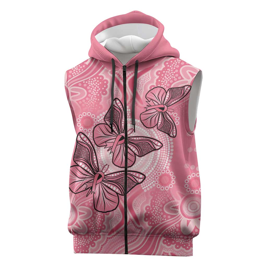 Personalized Pink Butterfly Spirit Sleeveless Zip Hoodie Australias Breast Cancer Awareness LT9