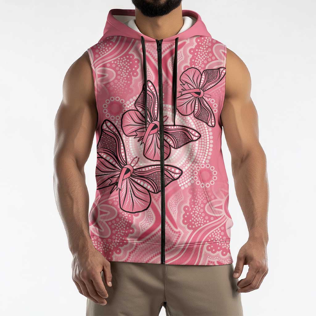 Personalized Pink Butterfly Spirit Sleeveless Zip Hoodie Australias Breast Cancer Awareness LT9