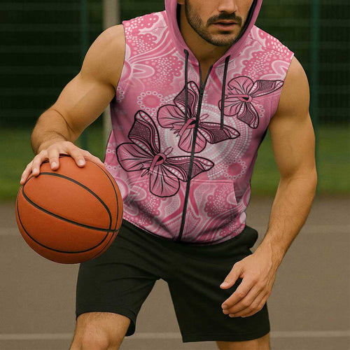 Personalized Pink Butterfly Spirit Sleeveless Zip Hoodie Australias Breast Cancer Awareness LT9
