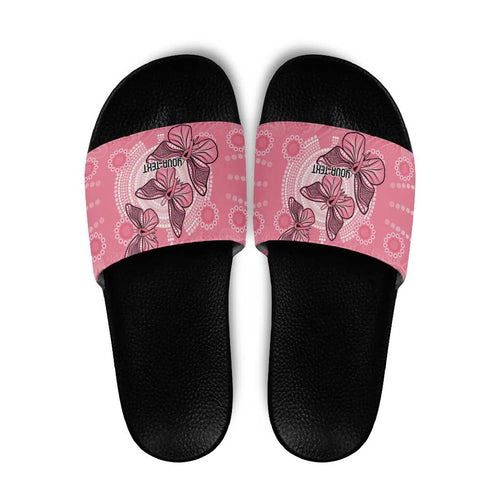 Personalized Pink Butterfly Spirit Slide Sandals Australia’s Breast Cancer Awareness - Aussie Hoodie