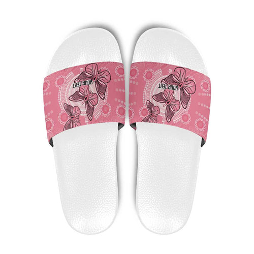 Personalized Pink Butterfly Spirit Slide Sandals Australia’s Breast Cancer Awareness - Aussie Hoodie