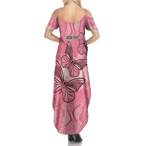 Personalized Pink Butterfly Spirit Summer Maxi Dress Australia’s Breast Cancer Awareness - Aussie Hoodie