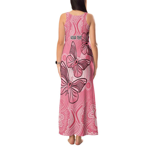 Personalized Pink Butterfly Spirit Tank Maxi Dress Australia’s Breast Cancer Awareness - Aussie Hoodie