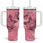 Personalized Pink Butterfly Spirit Tumbler With Handle Australia’s Breast Cancer Awareness - Aussie Hoodie
