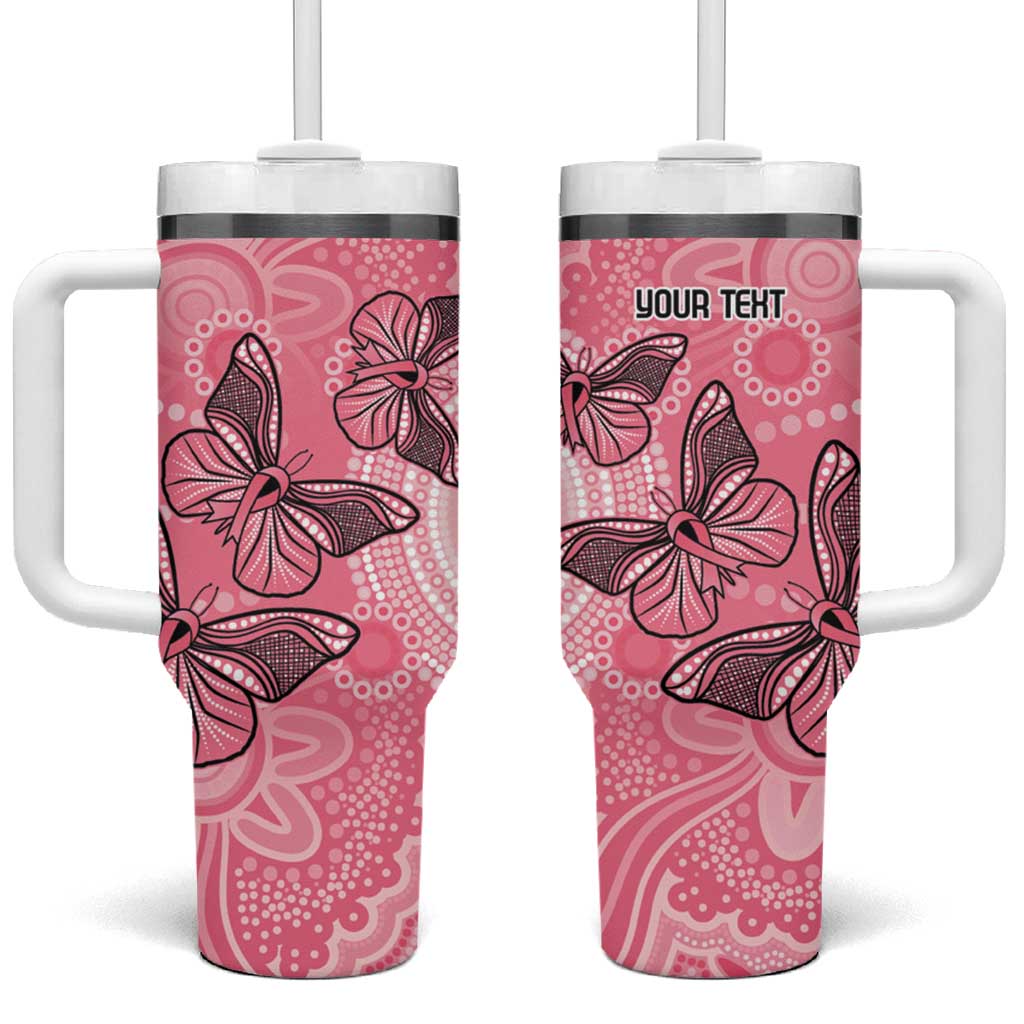 Personalized Pink Butterfly Spirit Tumbler With Handle Australia’s Breast Cancer Awareness - Aussie Hoodie