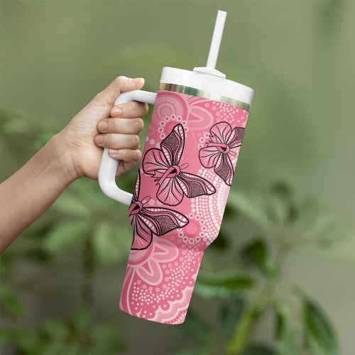 Personalized Pink Butterfly Spirit Tumbler With Handle Australia’s Breast Cancer Awareness - Aussie Hoodie